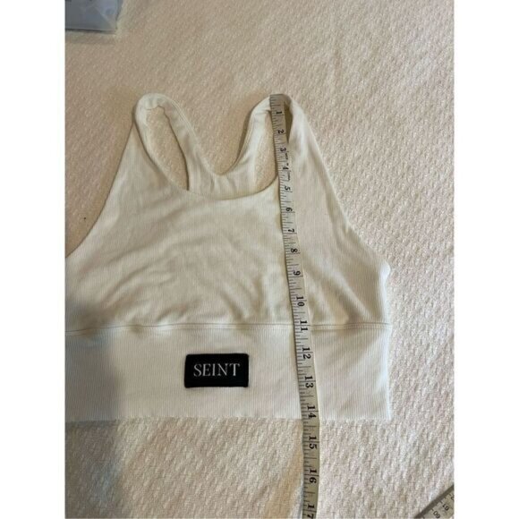 Seint white cotton comfort ribbed bra crop top size L - Picture 6 of 8